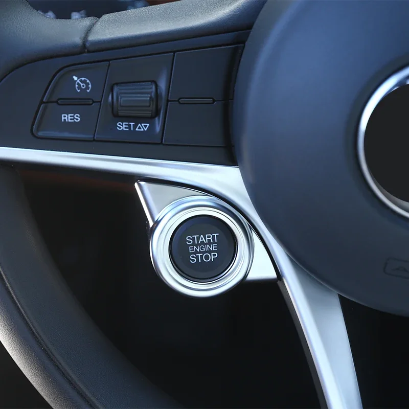 Per Alfa Romeo Giulia Stelvio 2017-2019 Interni auto One-key Start Decorazione Anello di copertura Stick Accessori interni auto