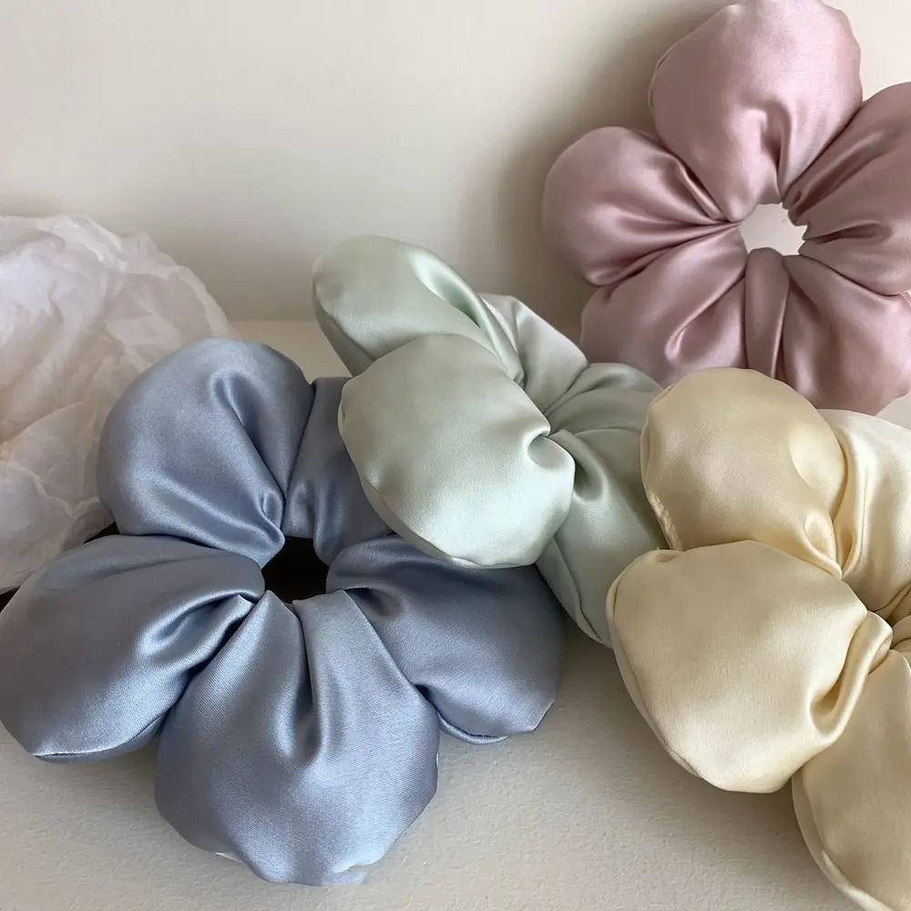 Sweet Flower Shape Flower Scrunchies Cloth Sponge Large Satin Hair Scrunchies Hair Rope Korean Style Exaggerated Hair Ring daily