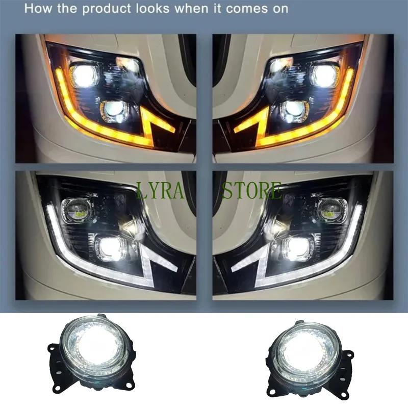 1 Pair LED Head Lamp With Lens and WHITE FOG LAMP Fit For Mercedes BENZ Actros MP4 Truck Headlight