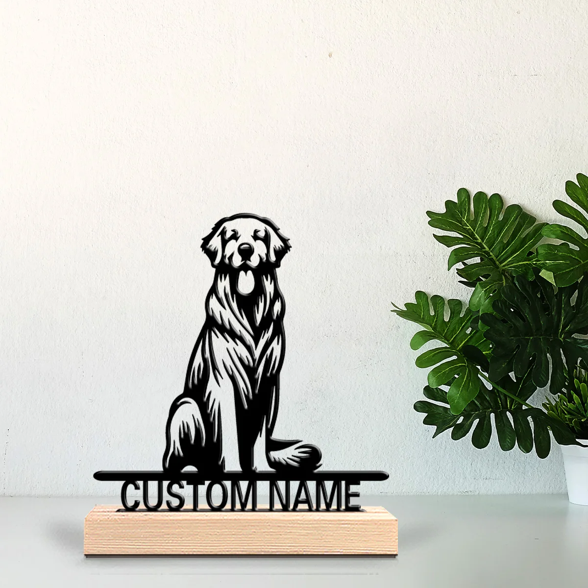1pc Minimalist dog Personalized Name Metal Statue Metal Ornament Art Figurine With Wood Base Iron Ornament For Girl Gifts - view 4