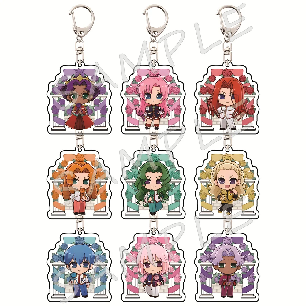 Chaveiros de Acrílico 6cm Revolucionária Garota Utena Versão Arco Rosa - Merchandising Colecionável de Anime, Pingente para Bolsa, Presente para Fãs