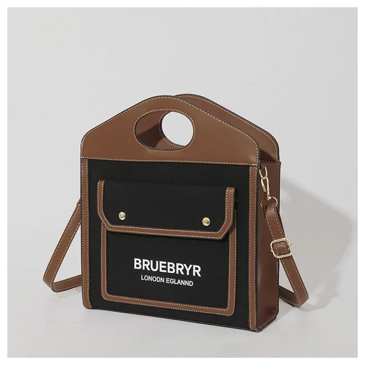 Premium Canvas Tote Bag Women's Light Luxury Shoulder Purse with Full Grain Leather Trim - Beach & Work Commuter Organizer Bag