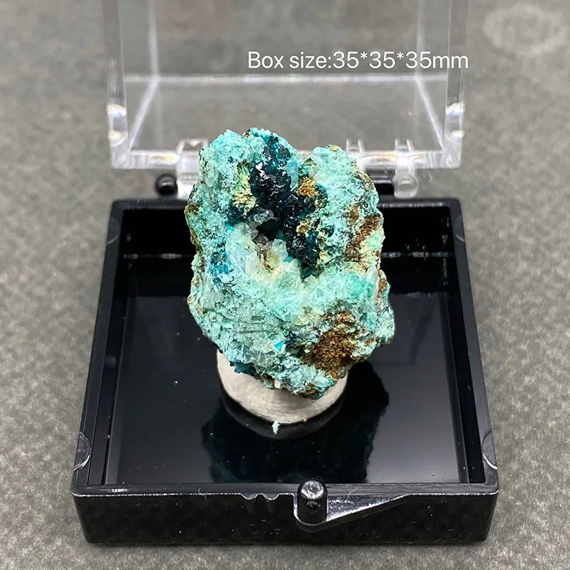 100% natural blue Veszelyite  ore rough mineral specimen healing crystal gem collection + box size 35*35*35mm