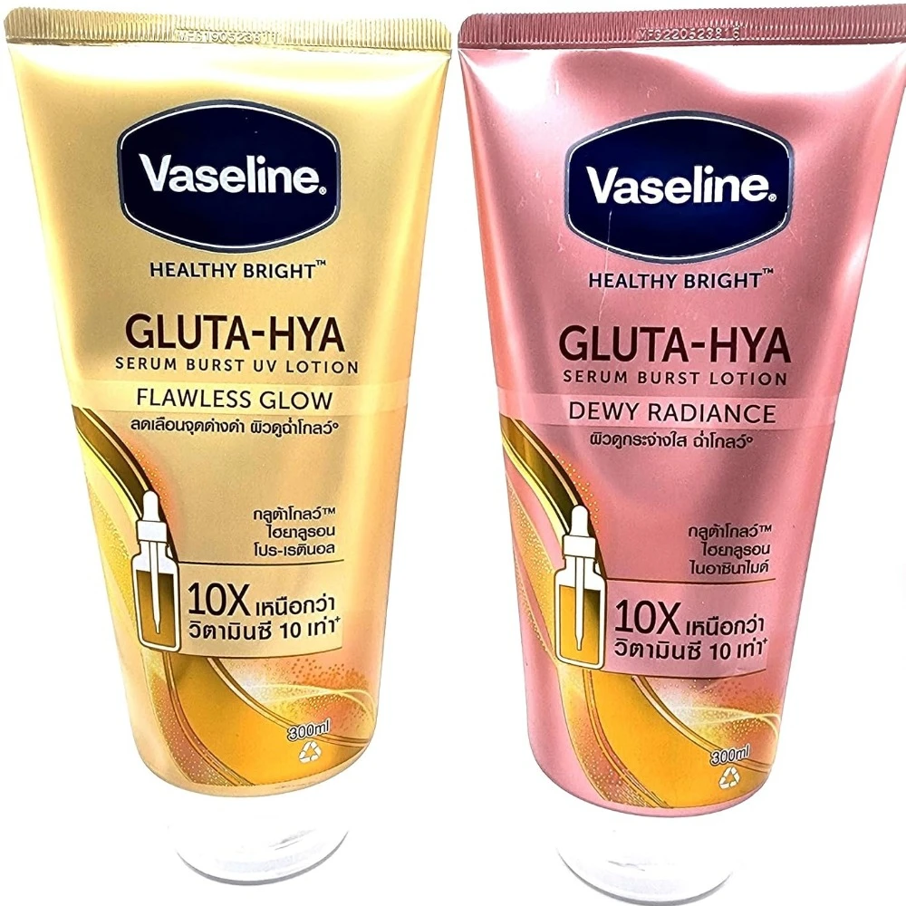 Vaseline Gluta - Hya Dewy Radiance & Flawless Glow Serum Burst UV Face Body Lotion 300ml