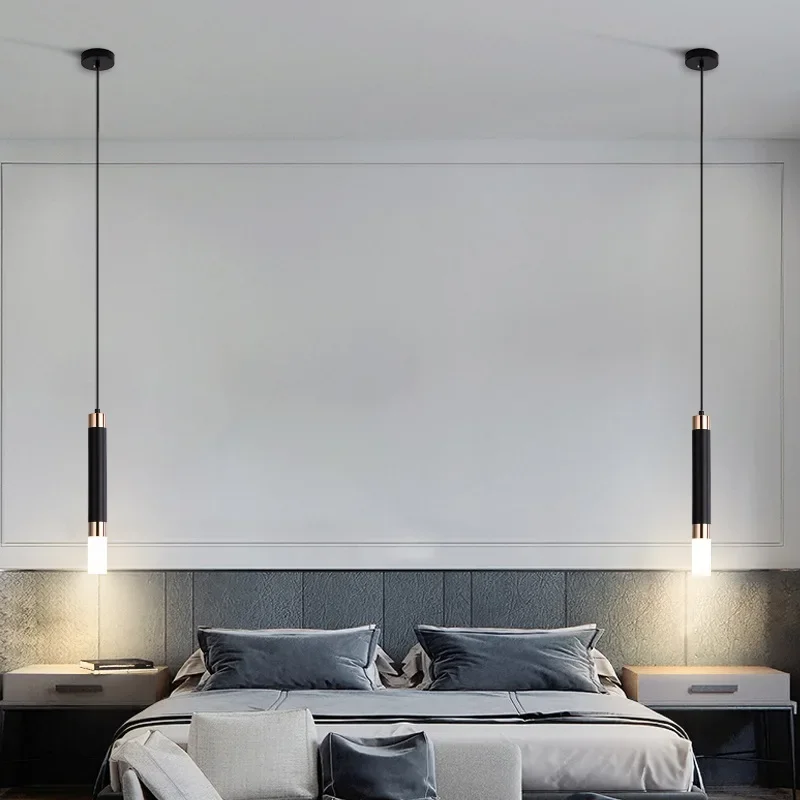 Led Minimalist Bedside Small Chandelier Bedroom Simple Modern Study Dining Room Pendant Lights Suspension Design Luster Fixture