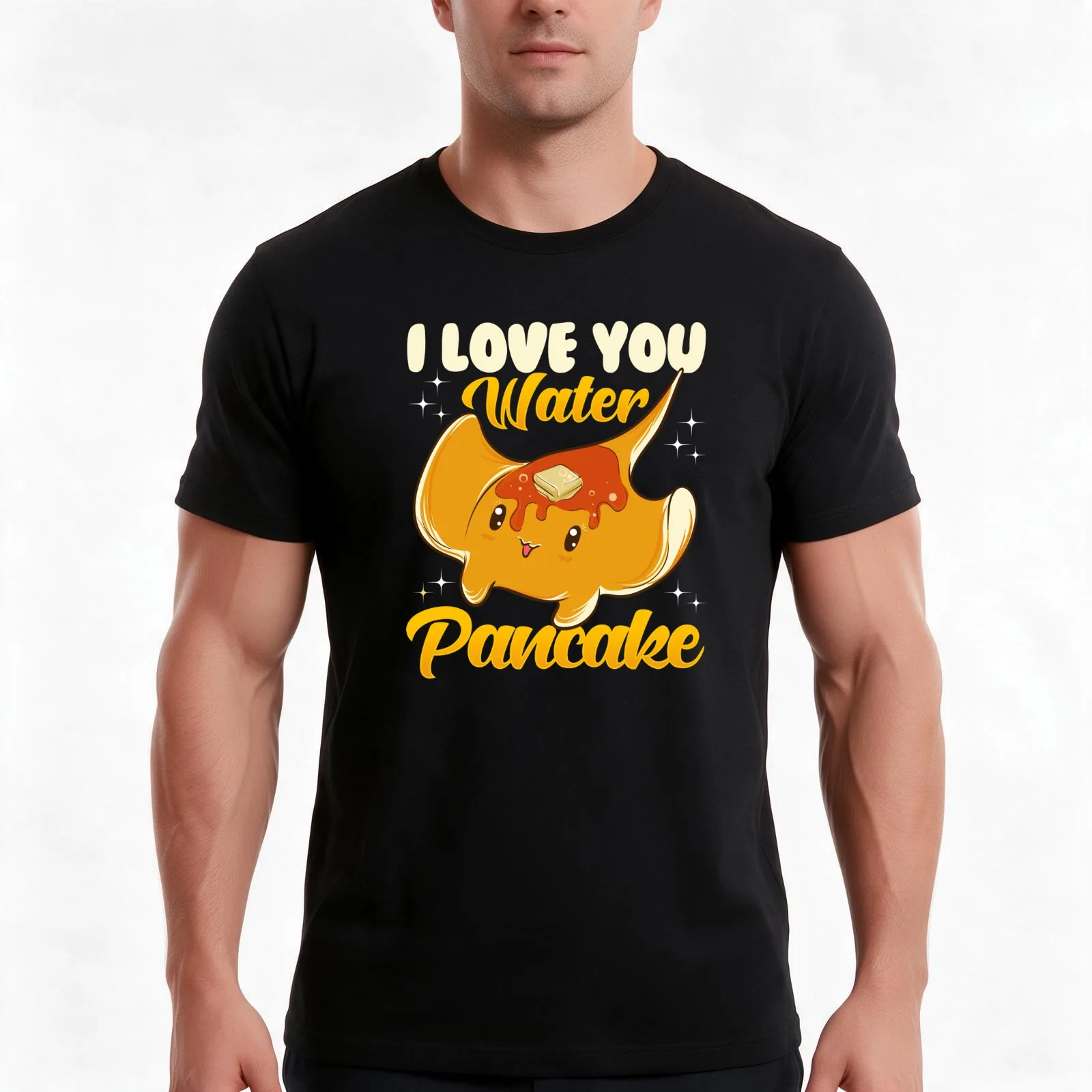 Cute & Funny I Love You Water Pancake Stingray Pun T-Shirt, Summer Casual Cotton Tee, Oversized Streetwear Tops, 100% Cotton
