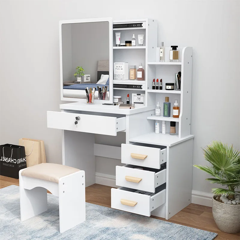 #Dressing Table Modern Simple Make up Table Bedroom Furniture Has Lots of Storage Space with Mirror