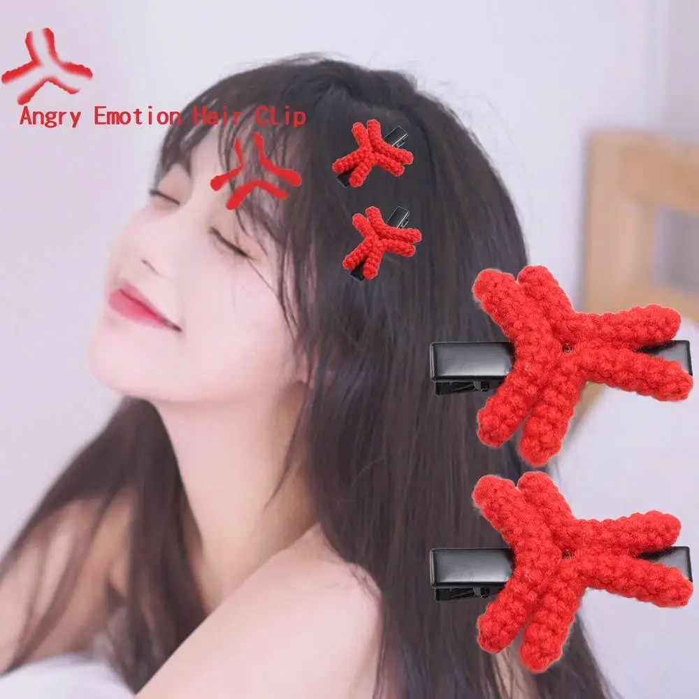Duckbill Clip Angry Emotion Hair Clip Korean Style Hair Accessories Funny Crochet Barrettes Back Clip Cartoon Side Clip Wedding