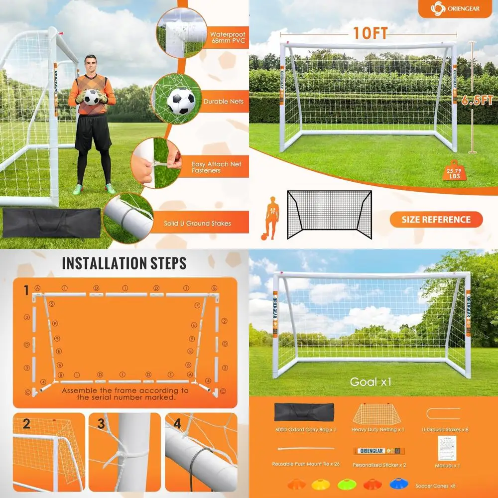 

Portable Soccer Goals for Backyard Play, Adjustable Sizes, with Training Discs and Carry Bag