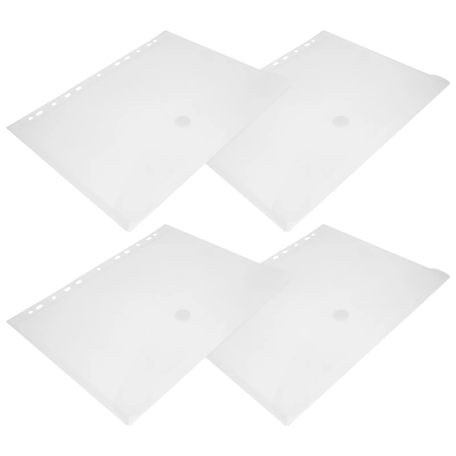 4Pcs Document Folders with Sticker Button A4 Clear File Bags Convenient File Pockets PVC File Folders