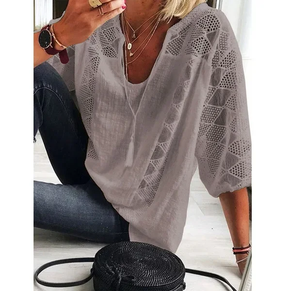 Women Clothing Casual Tshirt Vintage Fashion Clothes Elegant Cotton Linen Streetwear Y2k Tops Shirts for Women Summer New