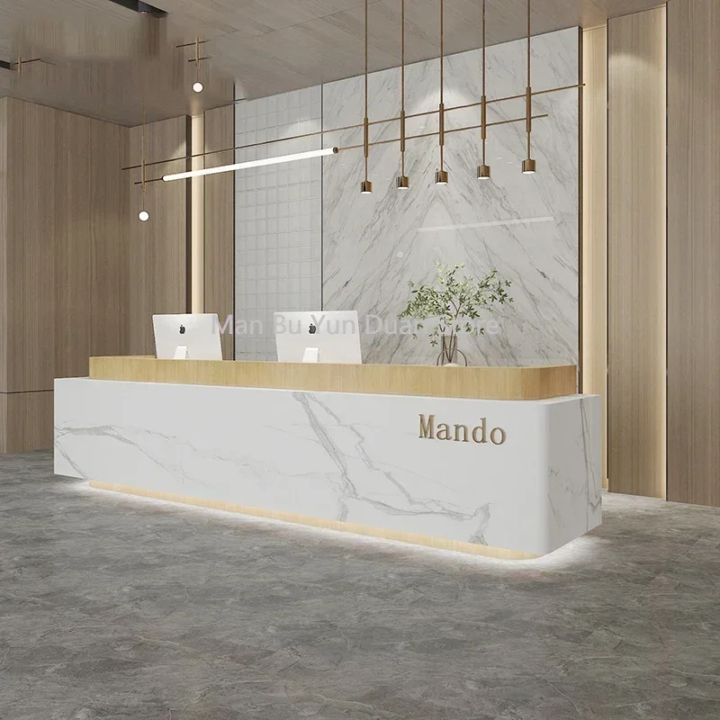 

Counter Reception Desks Standing Supermarket Cashier Table Hair Salon Coffee Business Light Luxury Comptoir Magasin Furniture