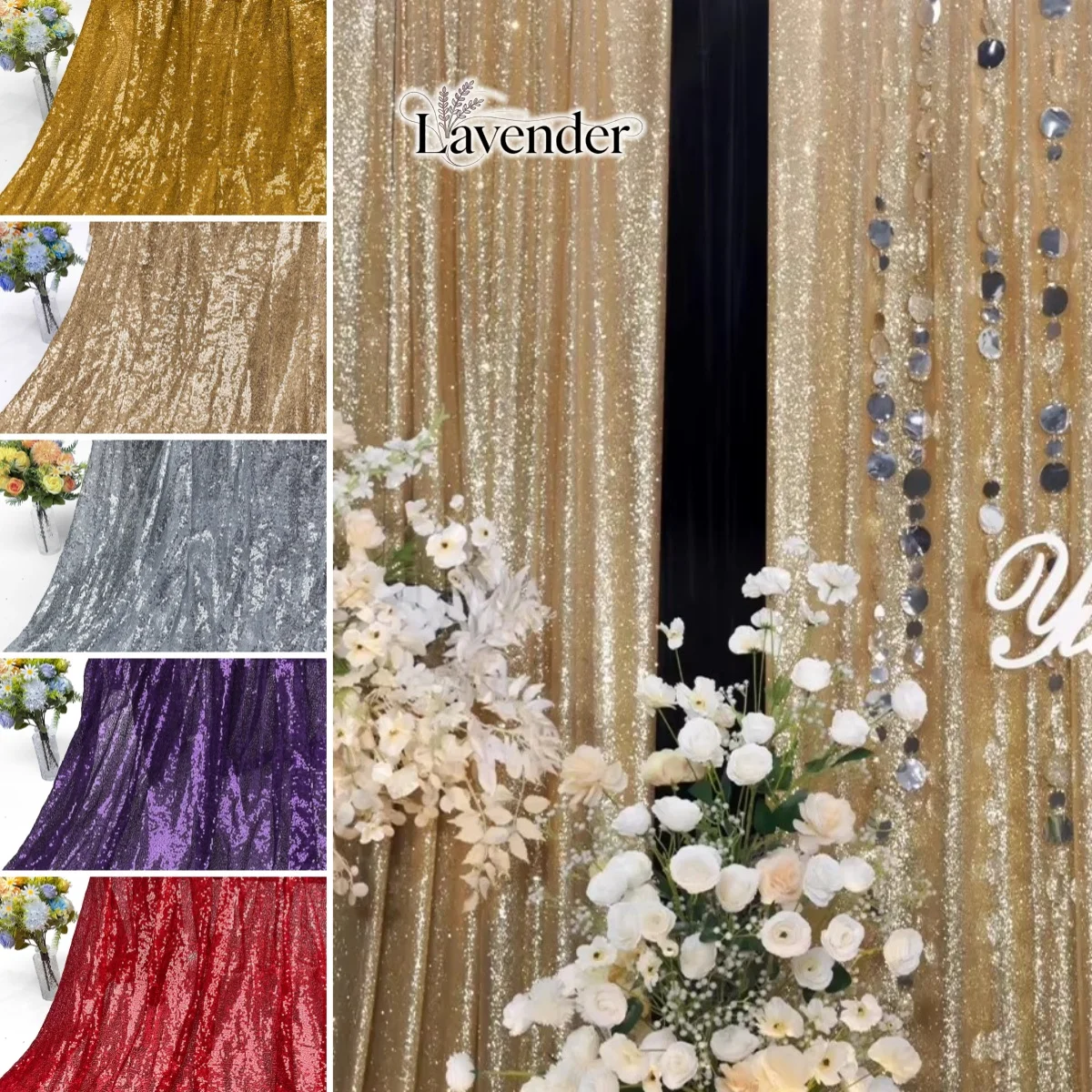 Glitter mesh soft elastic fabric bright color packaging ceiling decoration background fabric DIY wedding decoration fabric