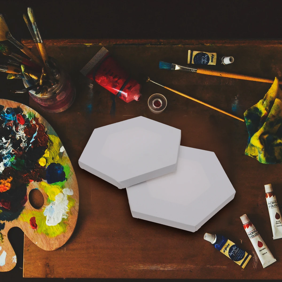 

2PCS Cotton Painting Boards Durable for Oils Acrylics Tempera White Bamboo Irregular Drawing Student Art Craft DIY Gifts