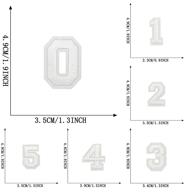 10pcs Iron On Patches White Digit For Embroidered Pack Lot Parches Thermoadhesive Fabric Sew Kids Boys Girl Jackets Diy Naszywka