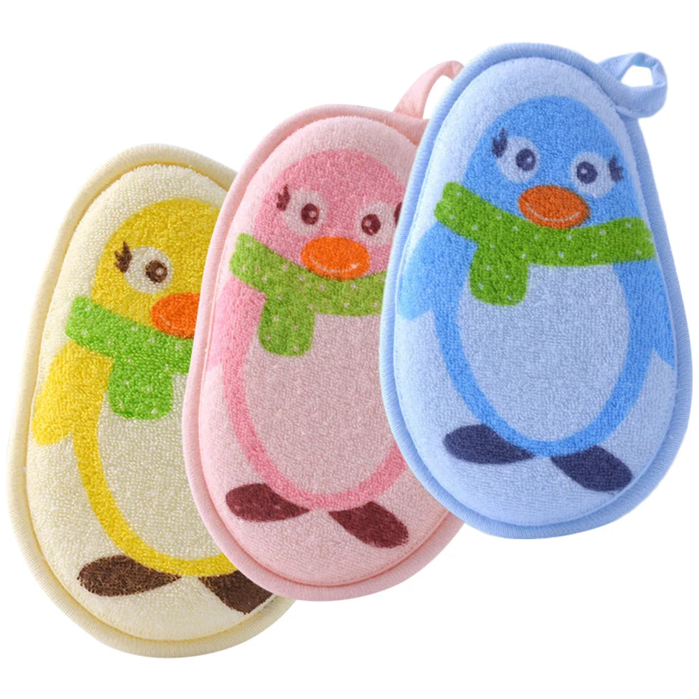 

3Pcs Baby Bath Scrubbers Cute Cartoon Soft Body Exfoliating Towels Portable Shower Tools Infant Bathing Supplies