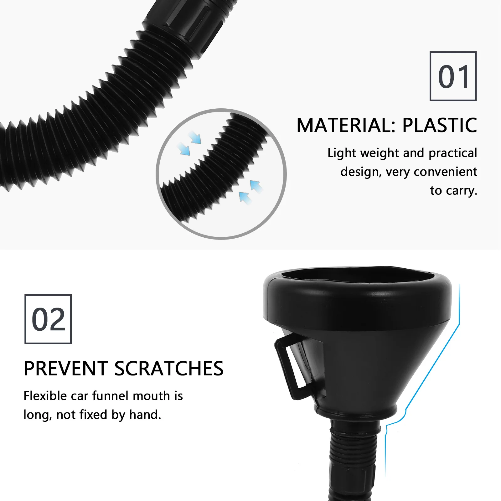 

2Pcs Engine Oil Funnel Long Mouth Plastic Fluid Fuel Vehicle Automotive Transmission Oil Spill-Proof Funnel