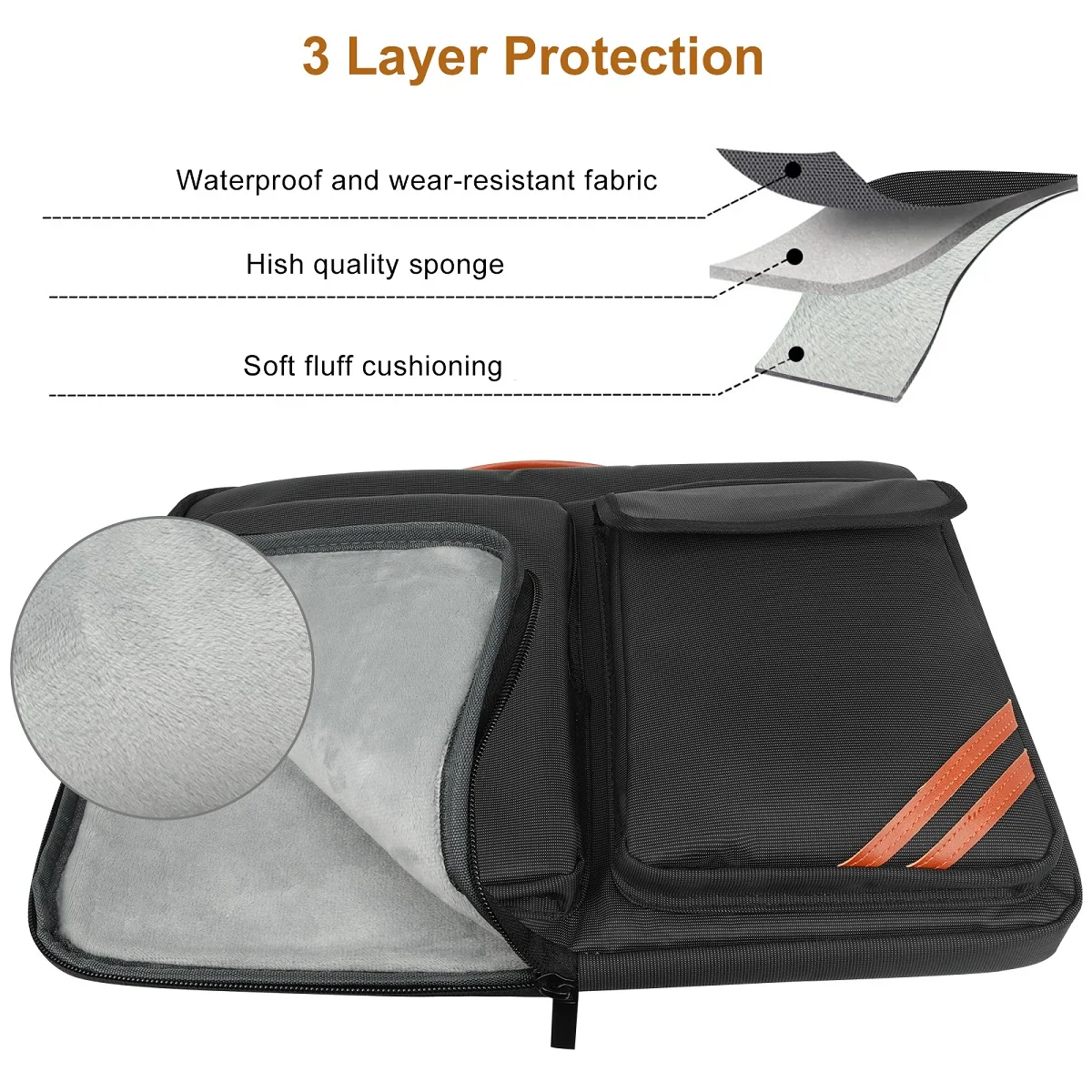 Imagem -03 - Proteção de 360 Graus 15.6 Polegada Portátil Case Maleta Multi-bolso Portátil Manga Bolsa do Mensageiro Portátil à Prova Impermeável Água Leva o Bolsa