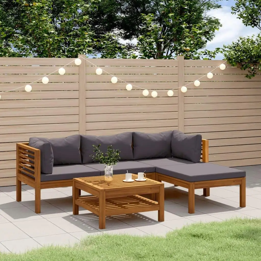 

Dark Grey Wooden Lounge Set Outdoor Furniture Stylish Patio Seating Comfortable Garden Sofa Set