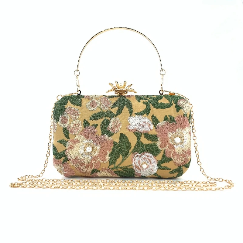 Elegante Damen-Umhängetasche, geprägte Blumenstickerei, Clutch-Geldbörsen, Abendhandtasche für den Muttertag, E74B