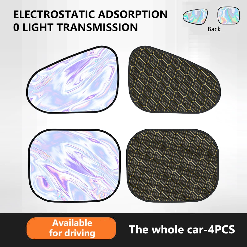 SEAMETAL Elektrostatische Zonneklep voor Auto Zijruit 4-Layer Zonnescherm Gordijnen Anti-Glare UV-Blocker Auto Zon bescherming Cover