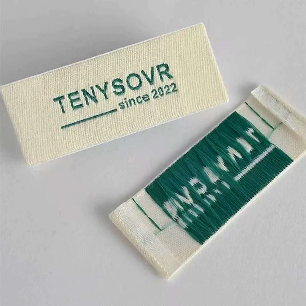 Wholesale Custom High Density Woven Labels Fold Over Garment Neck Tags Clothing Woven Tags For Apparel Shoes Sewing Supplies