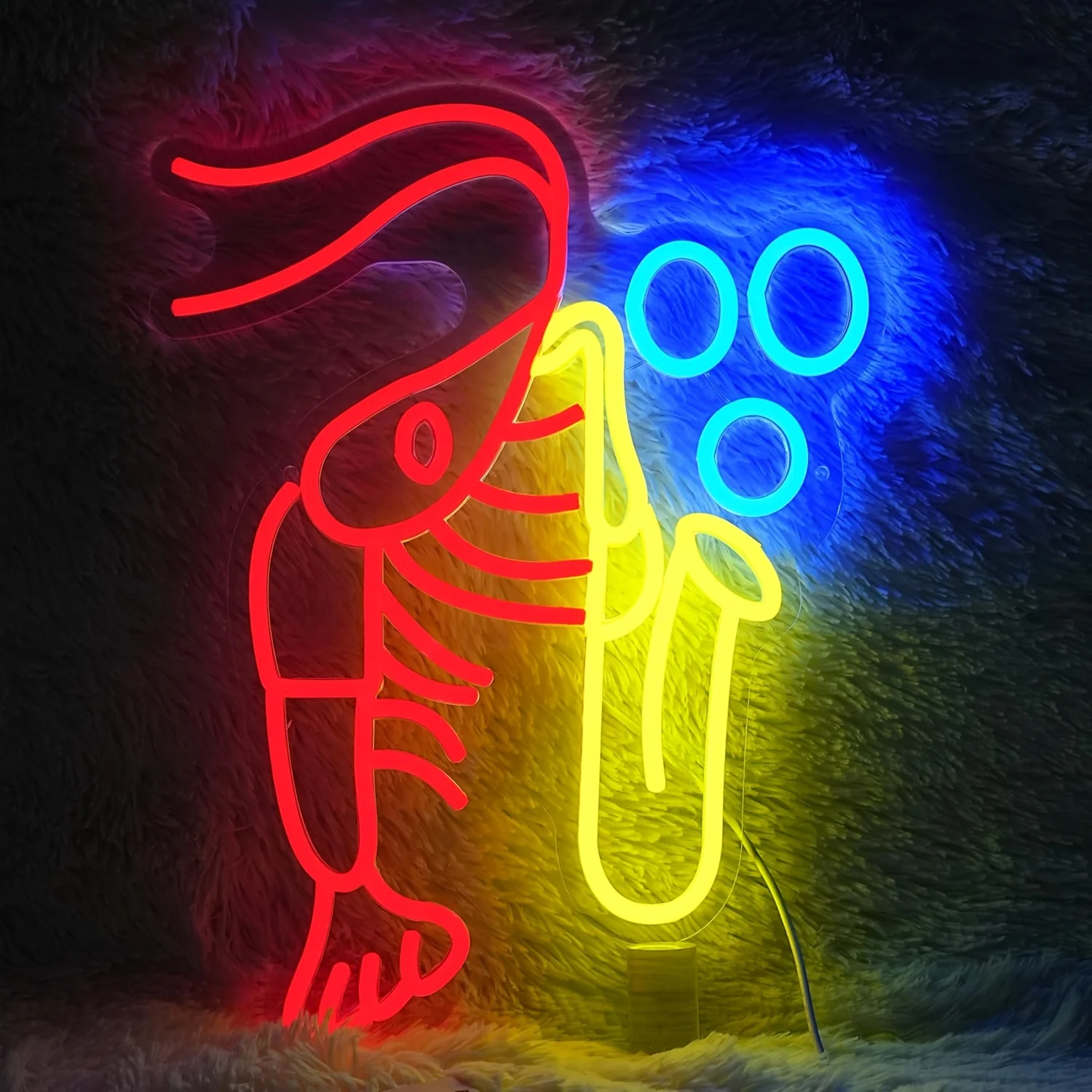 Lobster Saxophone & Jazz Music Neon Sign - Vintage Multicolor LED Wall Light Suitable for Classroom, Office, Party