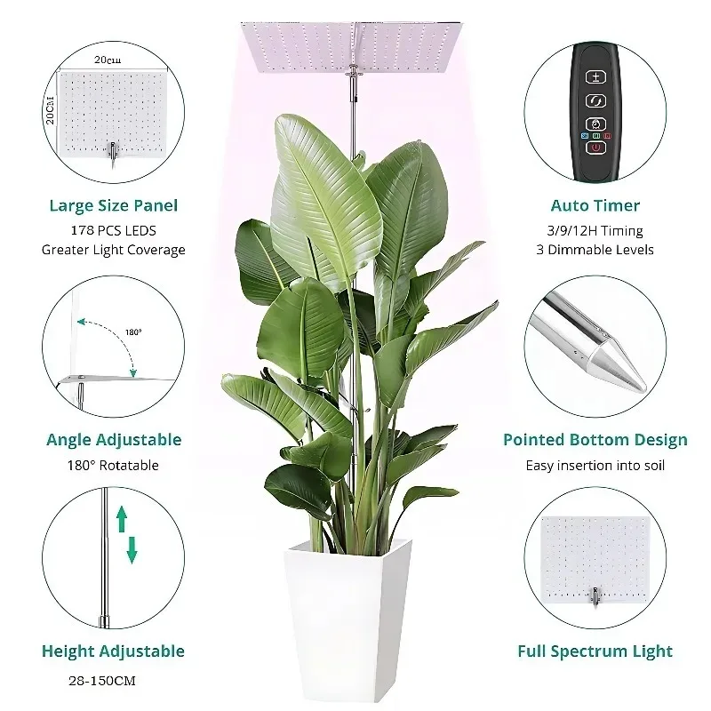 Phytolamp a LED per piante da coltivazione, sollevabile, USB, a spettro completo, con base per tenda da coltivazione interna, giardino vegetale