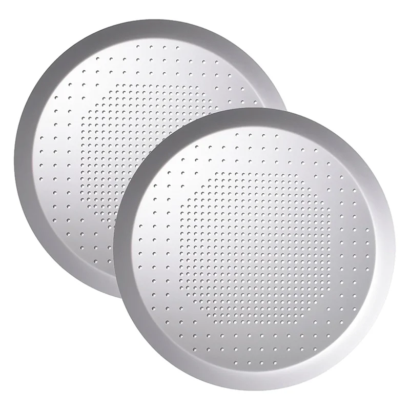 

BYBS-Set Of 2 Round Pizza Baking Trays 25.5 Cm Diameter Anodised Non-Stick Coating,Pizza Oven Tray,1.5 Cm Height