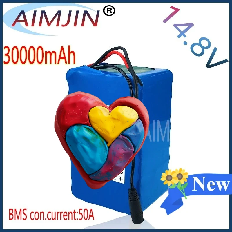 High-power 4S10P 18650 14.8V 30Ah 444Wh Lithium-ion Power Battery with BMS for Inverter Smart Robot Equipment Etc