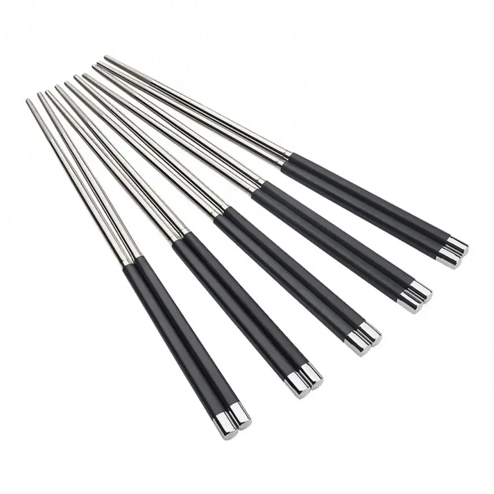 Portable 1 Pair Chopsticks Reusable Anti-slip 24cm Stainless Steel Splicing Chopsticks