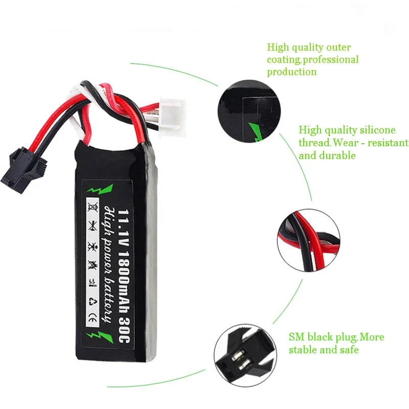 Zhenduo-おもちゃの銃用のおもちゃのバッテリー,ボールブラスター,jinming gen8,m4a1,11.1v,1800mah,2000mah,7.4v,30c