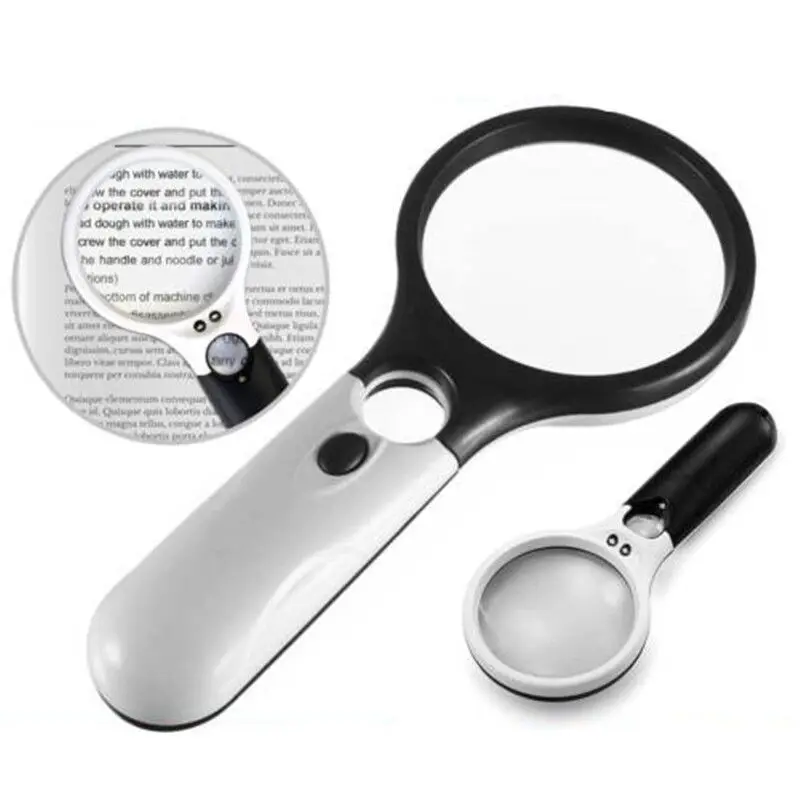 

3X 45X Reading Magnifier with 3 LED Handheld Magnifier for Elderly Children Reading Books and Jewelry Identification Magnifier