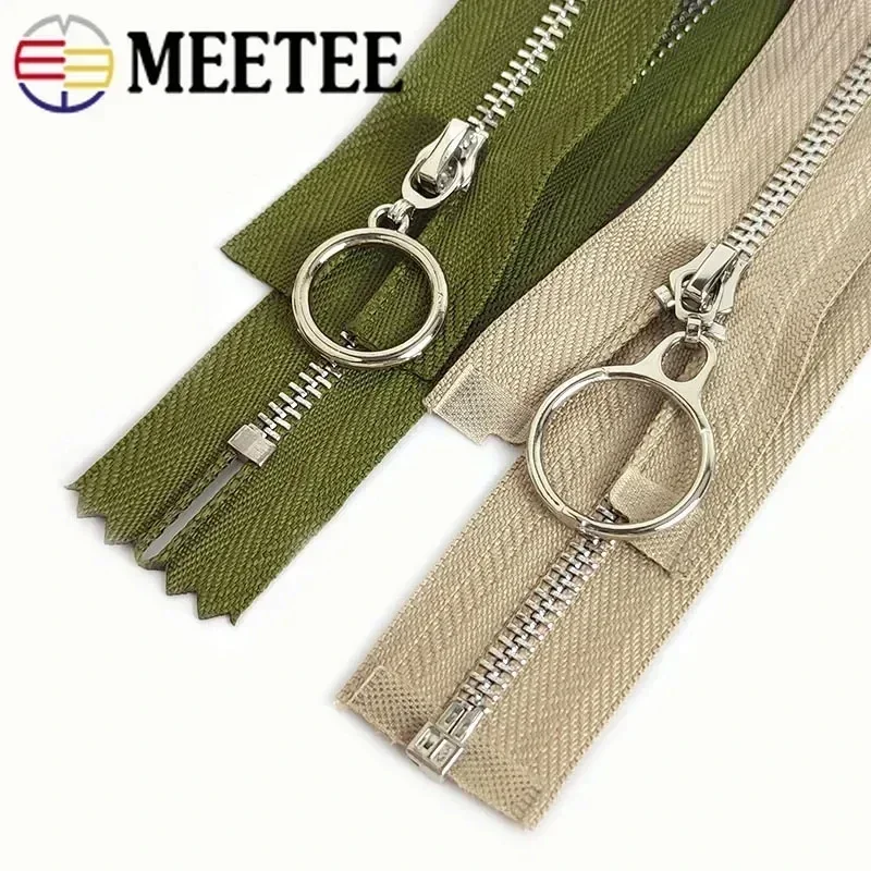 3Pcs Meetee 3# Metal Zippers 15-30cm Close-End 40-70cm Open-End Sliver Teeth Auto Lock Zips Reapir Kit DIY Sewing Accessories