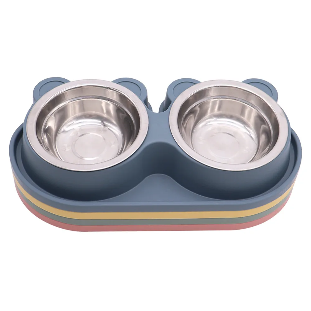 China Factory Supply Anti Ant Stainless Steel Pet Double Bowl  For Cats And Dogs