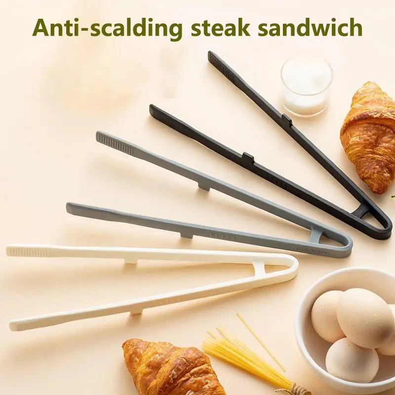Silicone Grill Tongs Non-Stick Food Bread Clip Heat Resistant BBQ Salad Cooking Serving Clamp Steak Pasta Clip For Kitchen