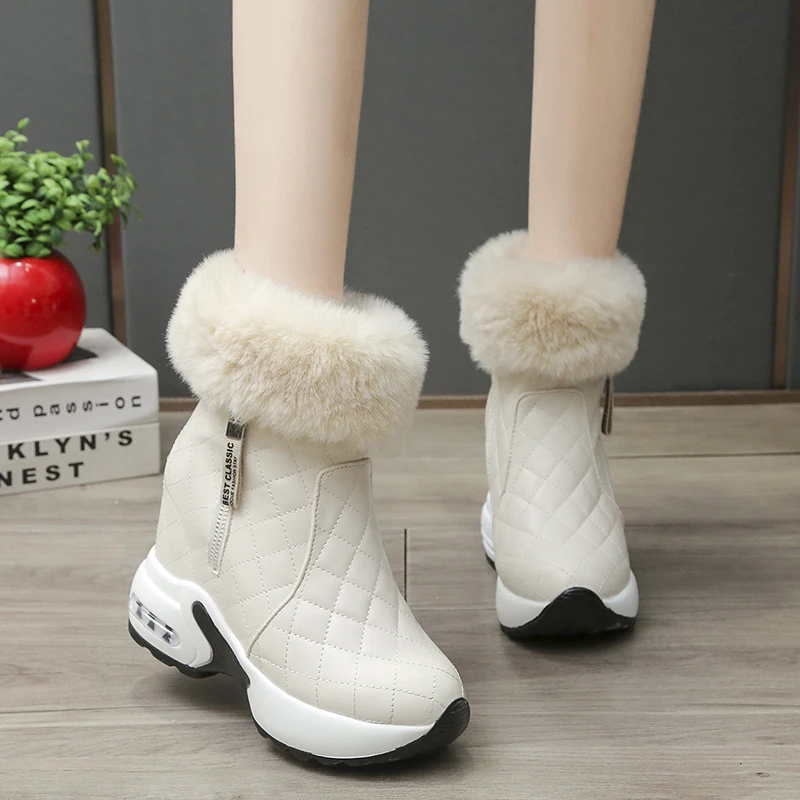 Winter Warm Rabbit Fur Sneakers Platform Snow Boots Women 2023 Ankle Boots Female Causal Shoes Ankle Boots for Women