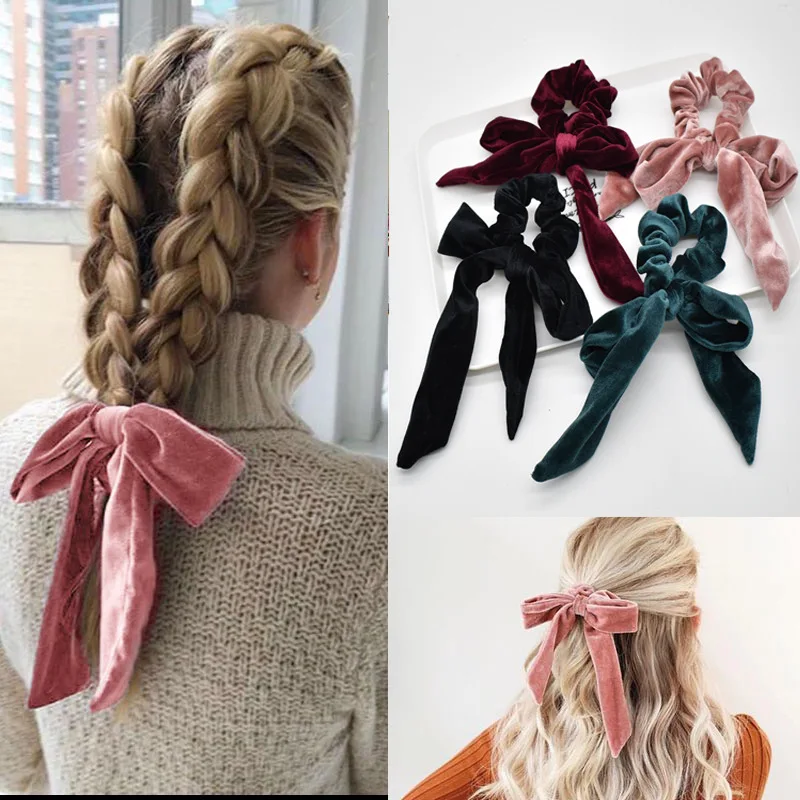 Samt-Haarbänder, Haargummis, Elastische Scrunchies, Samt-Schmetterling-Haaraccessoires