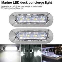 2 Stuks Led Marine Boot Hoffelijkheid Licht 12-30V 6led Waterdichte Boot Interieur Spiegel Licht Marker Wit Licht Jacht Accessoire