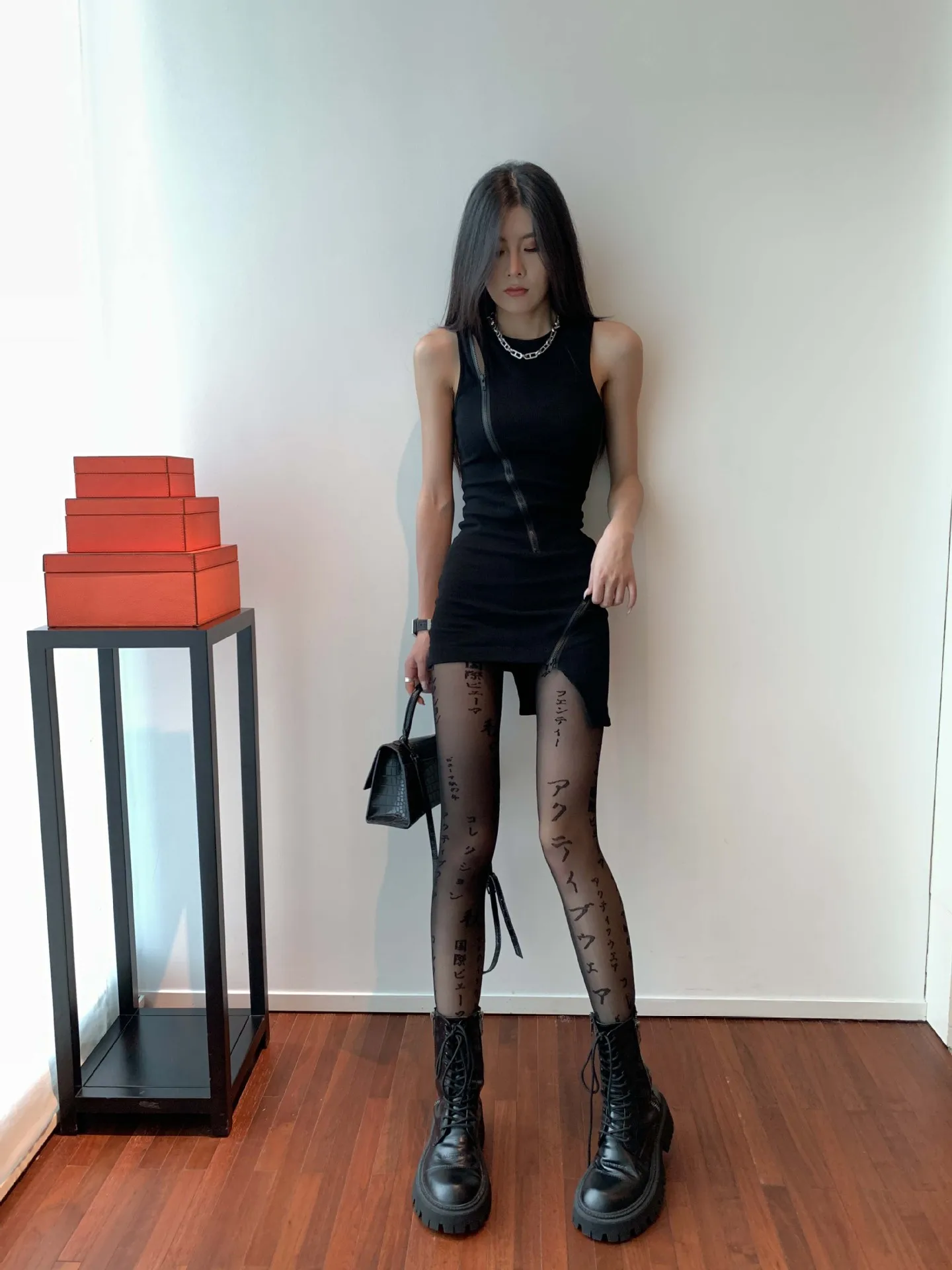 Dünne, Transparente Strumpfhose mit Tattoo-Muster für Damen, Sexy Japanische Kanji-Buchstaben-Druck Strumpfhose, Mädchen Persönliche Durchsichtige Strümpfe – Detail 3
