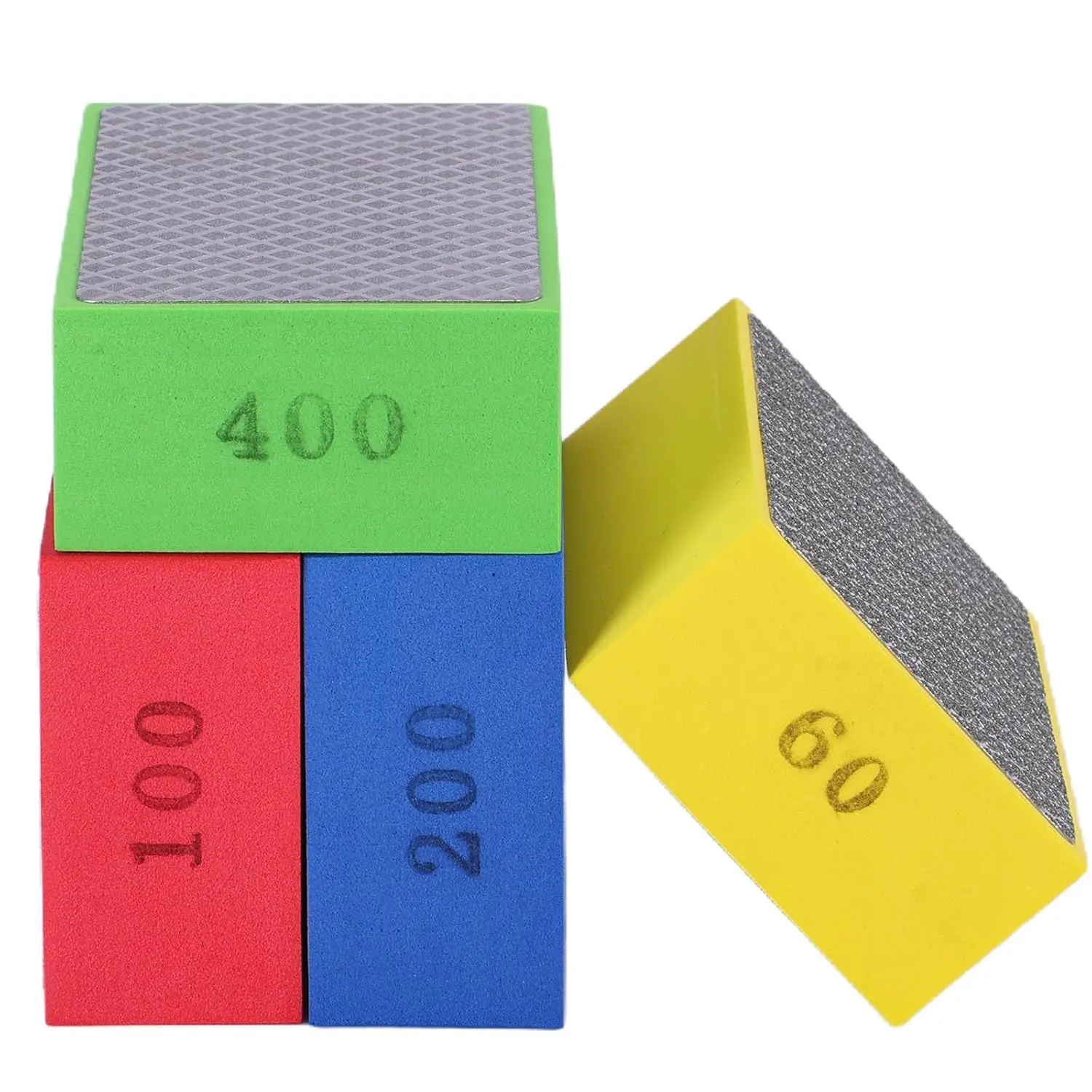 4Pack Diamond Hand Polishing Pads for Sanding Ceramics Glass Tile Concrete Stone Marble Granite, 60#, 100#,200#,400# Grits