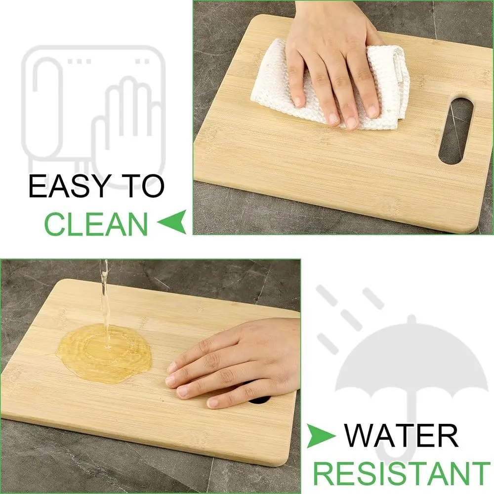 Conjunto de 12 tábuas de corte de bambu com alças – Placas grossas de cozinha e jantar para gravura e cozinhar