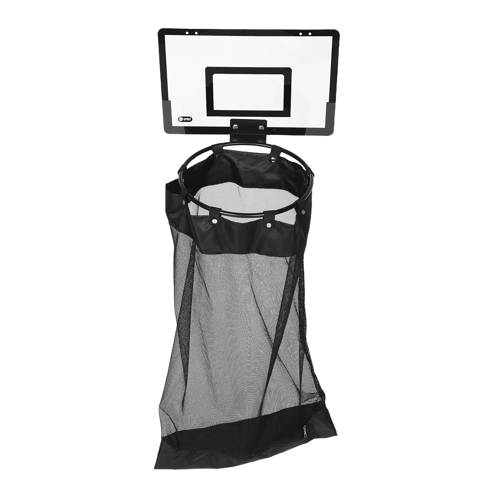 

Basketball Hoop Laundry Hamper Zippered Hanging Mesh Organizer For Door Bathroom Dorm Storage Wall Mounted Basket