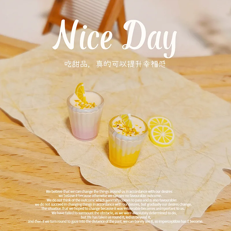 1:12 Miniature Toy Figurines OB11 Doll House Accessories Simulation Summer Mini Fruit Tea Drink Model Micro-scene Decoration