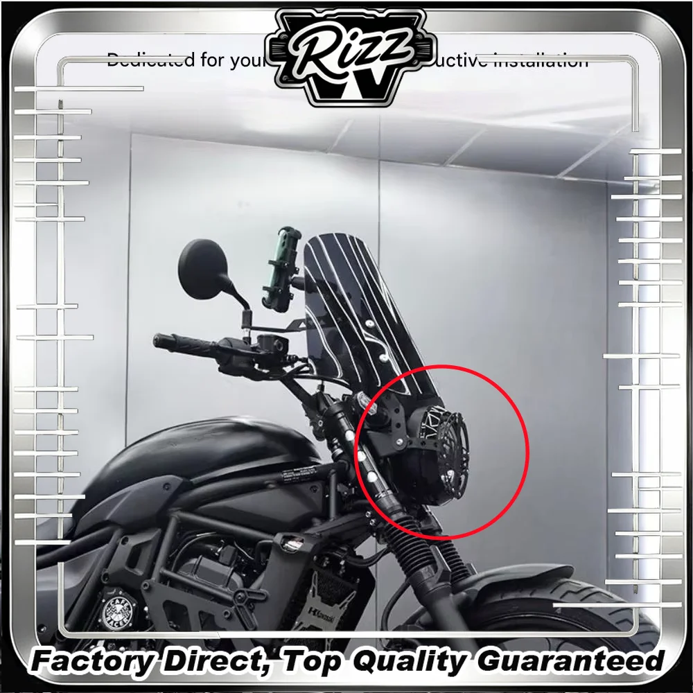 FOR Vintage Aluminum Integrated Headlight Guard Protector for Eliminator 500 Road Bike Classic Style Headlamp Cover