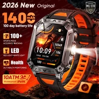 Reloj Inteligente Deportivo para Hombre, Resistente, para Exteriores, 2026, Batería de 1400 mAh, Linterna LED, Resistente al Agua IP69K, Llamadas Bluetooth, Estilo Militar