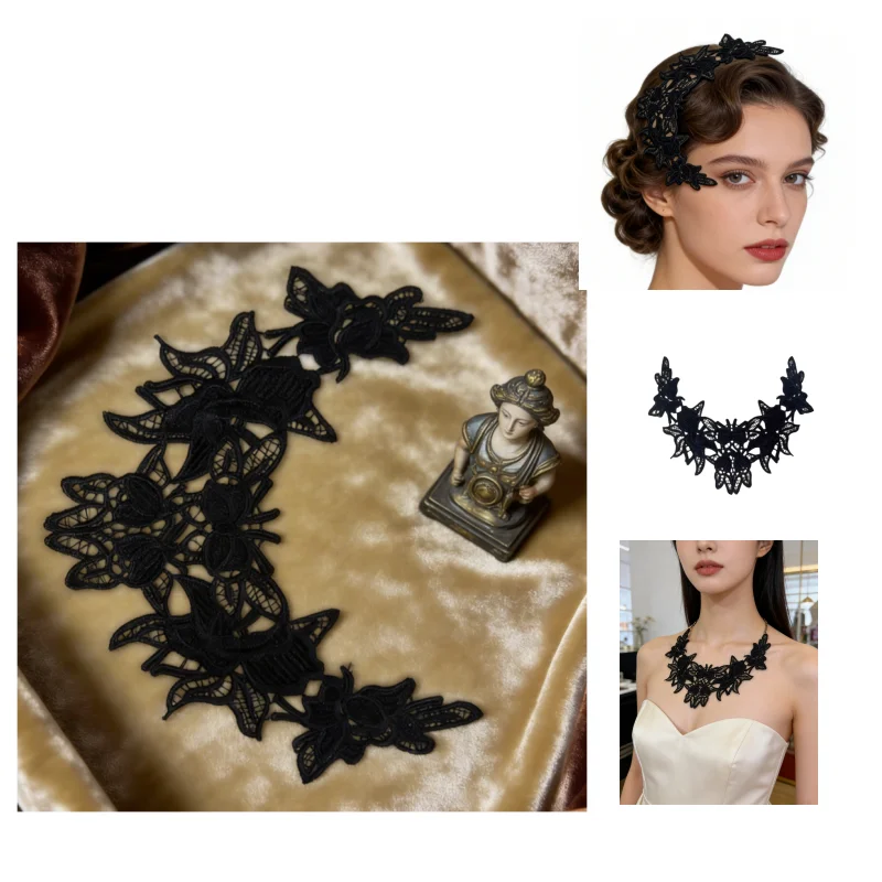 Two sets of high-quality embroidered garment accessories for DIY (Do It Yourself）