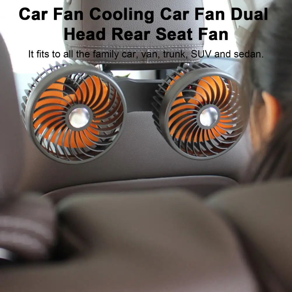 Car Cooling Fan  Convenient Multi-angle Rotation Strong Wind  Universal Rear Seat Back Dual Head Electric Fan Truck Accessories