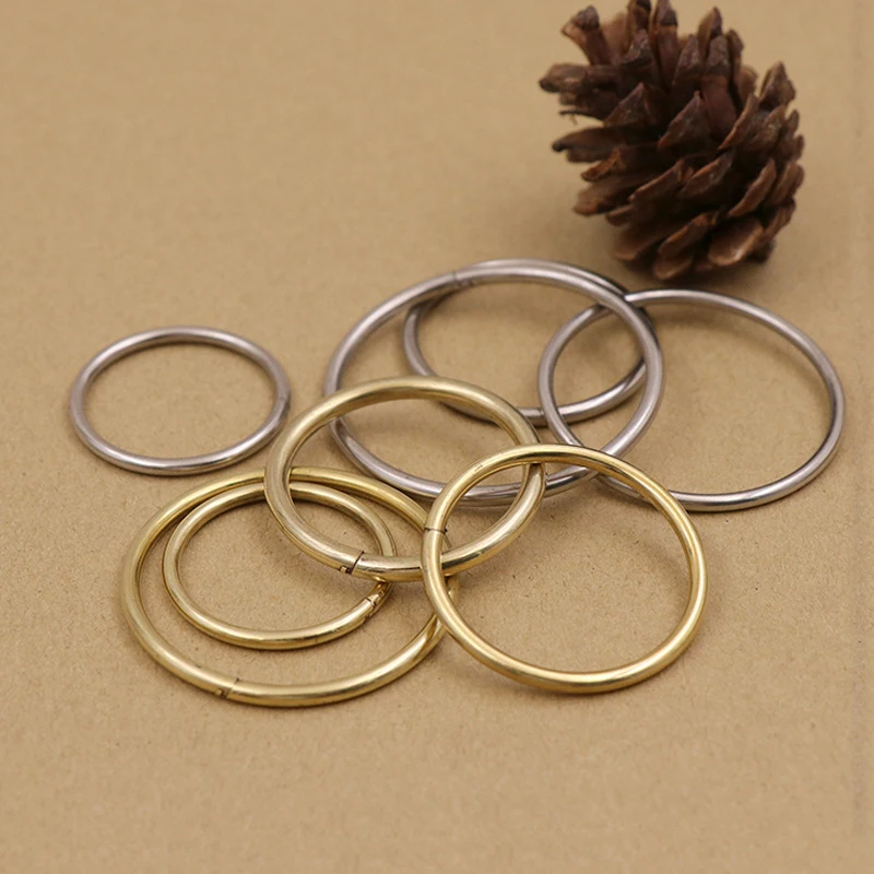 2 pcs Brass/Stainless Steel Lock O Ring Key Ring Loop Quick Release Keychain Loop Split Rings Leather Accessories