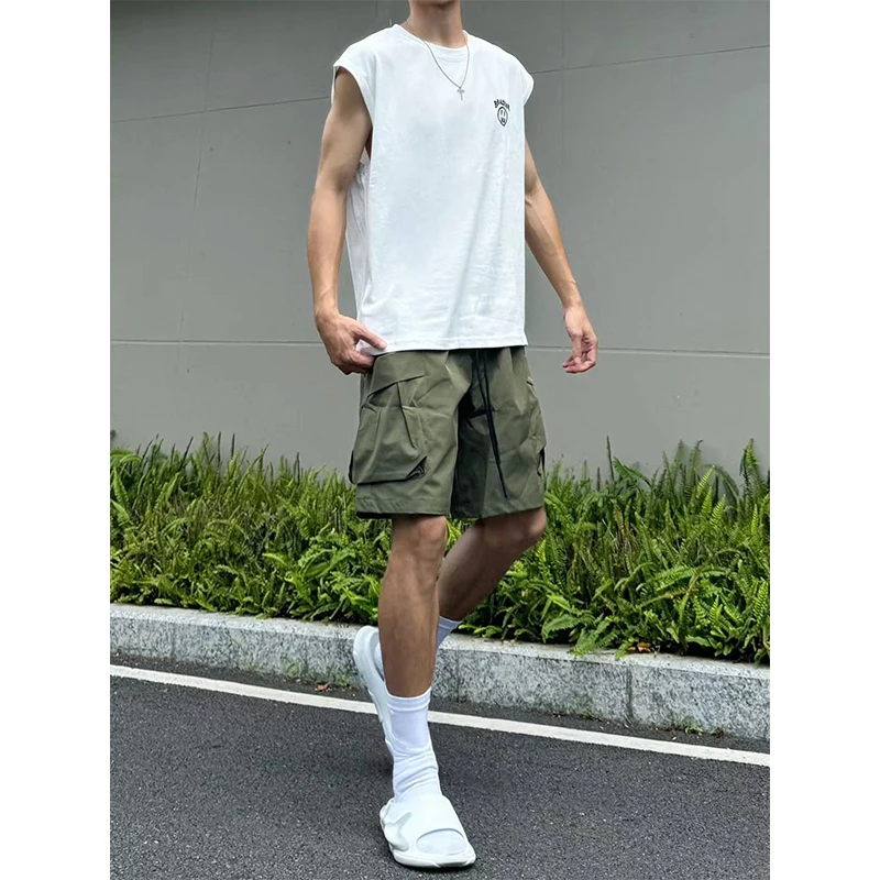 

Military een Men's orts Summer Thin American Large ket Workwear Fitn Sports Five-Quarter Pants Straight Leg Casual ...